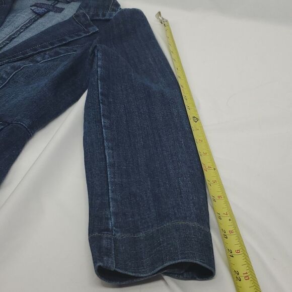 PS BACCINI Dark Denim Jean European style statement Blazer Jacket PETITE SMALL - Picture 14 of 16
